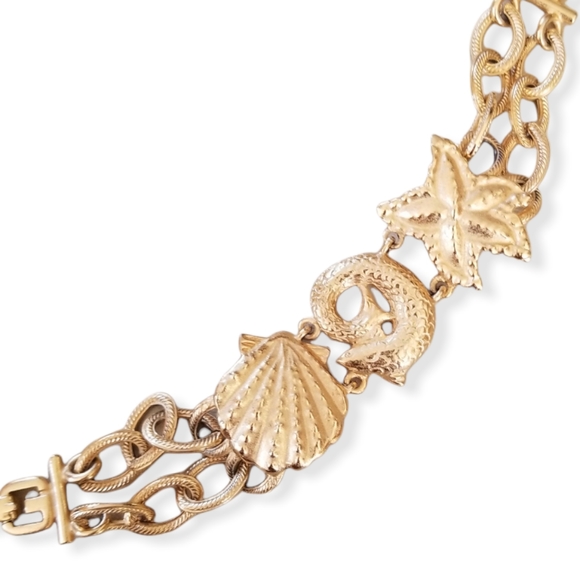 Vintage Diane Von Furstenberg Runway Couture Gold Tone Nautical Bracelet - Picture 9 of 16